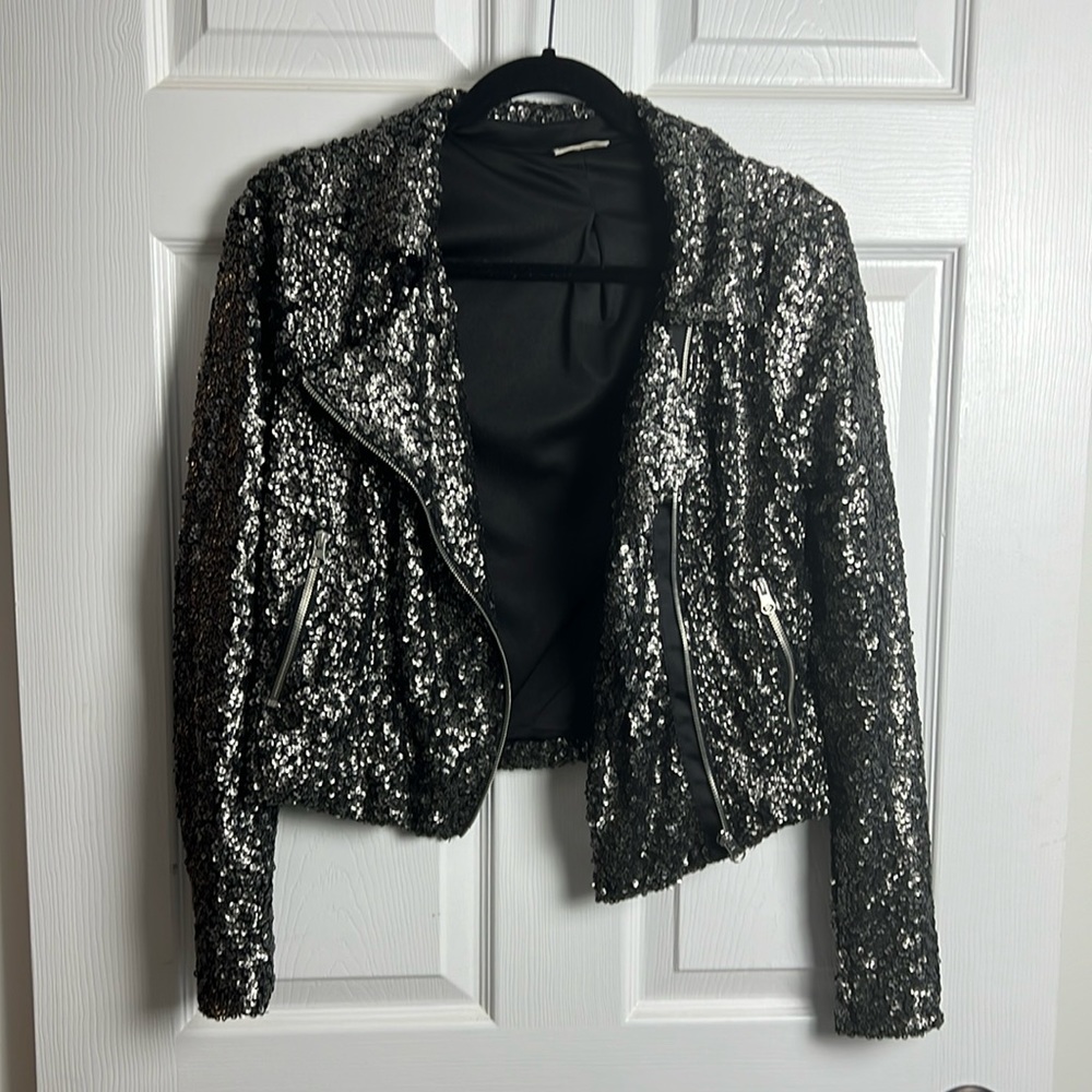 Noisy May Sequined Moto Jacket (Size M/EU 38)
